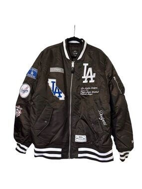 Alpha Industries New Era LA Dodgers MA-1 Bomber Jacket Men’s 2XL Burn Wood Brown